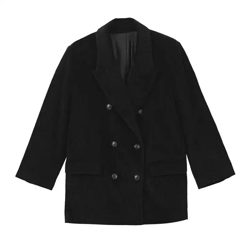 Veste en velours côtelé grande taille pour Femme, manteau d'automne et d'hiver, ample, épais, facile à assortir