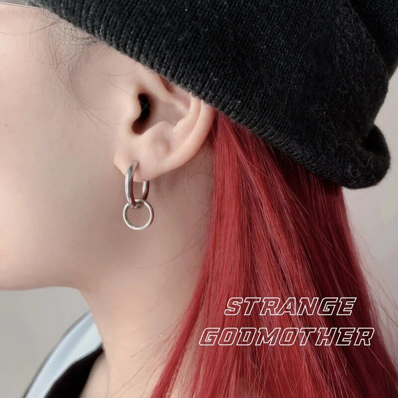 Boucles d'oreilles marraine étrange identique à Wang Yibo, boucles d'oreilles asymétriques irrégulières pour hommes et enfants de Style froid