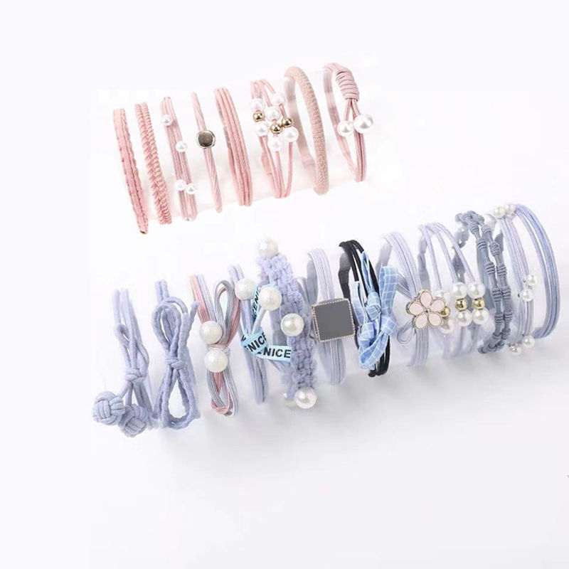 24 Piece Set Hair Accessories Hair Band rubber For Woman Girl Black Pink Blue Mixed Color Pure  Lovely Simple  Beautif Headdress
