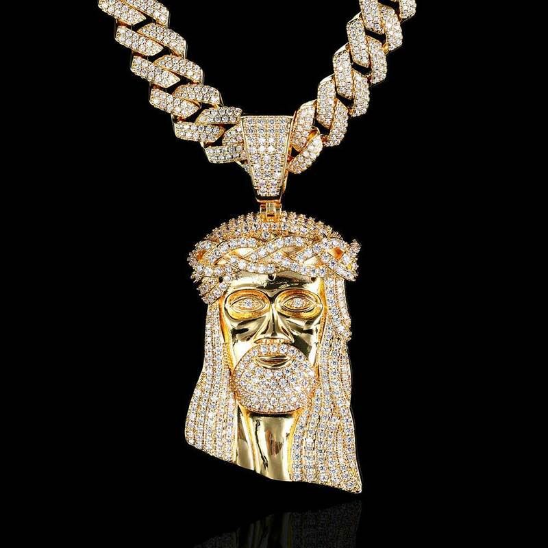 Hip Hop Ice Out jezus Corolla wisiorek biżuteria moda cyrkonia naszyjnik z kamienia Cubic cyrkon Link dla mężczyzny kobiety prezent