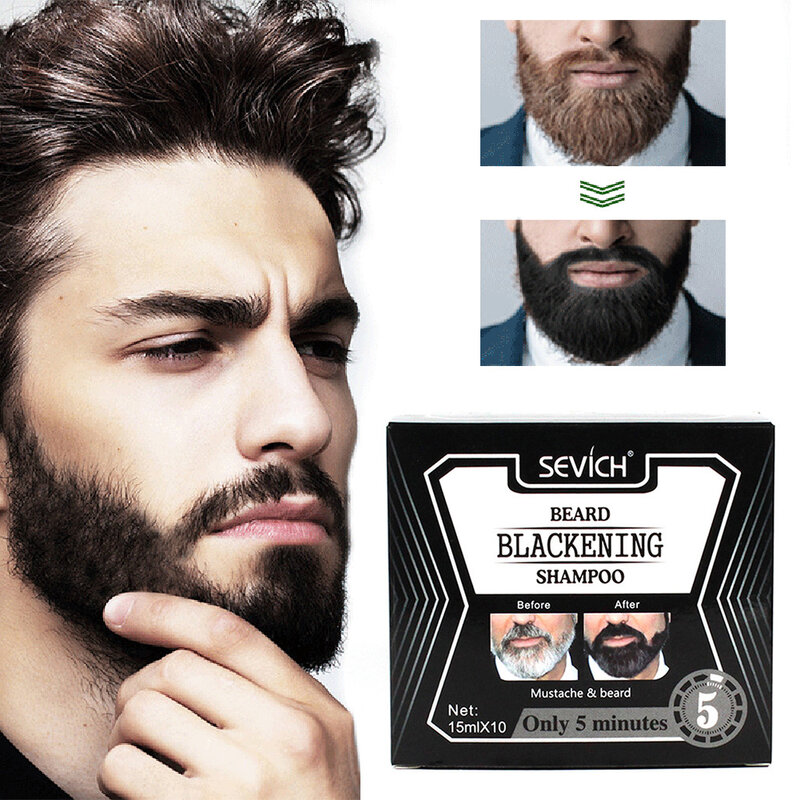 Champú de barba para hombres, crema colorante para Barba, blanqueamiento rápido, champú nutritivo para bigote, 10 piezas