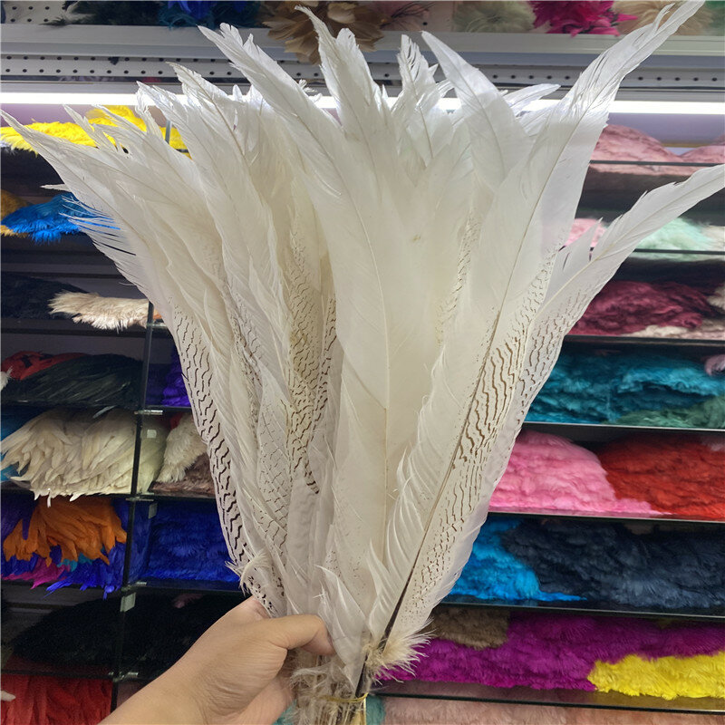 Plumas de cola de faisán de plata blanca Natural para manualidades, plumas de 24-26 pulgadas/60-65cm Diy, 50 unids/lote, gran oferta