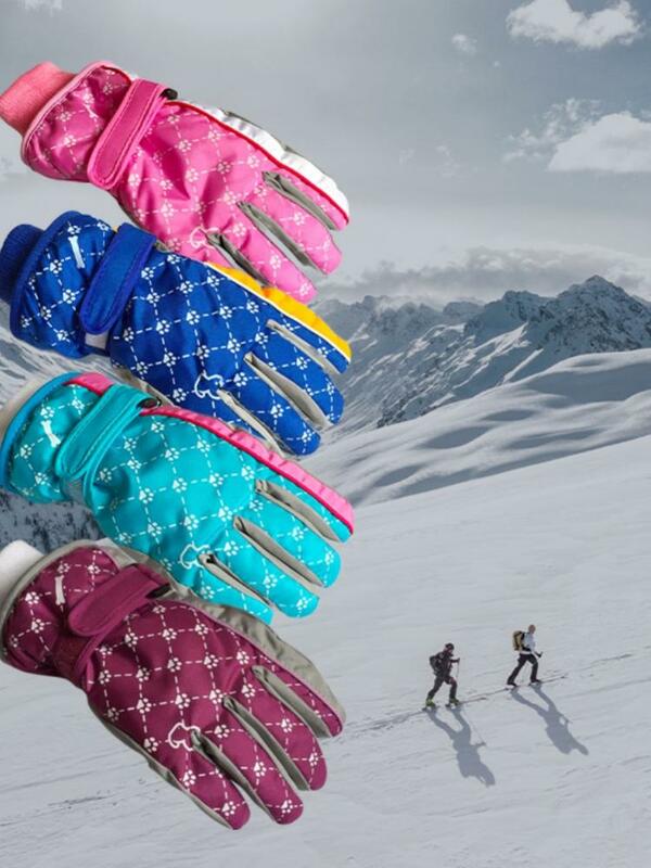 الشتاء الأطفال في الهواء الطلق التزلج الدافئة طويلة الأكمام قفازات يندبروف سميكة الرياضة عدم الانزلاق قفازات الثلوج مريحة