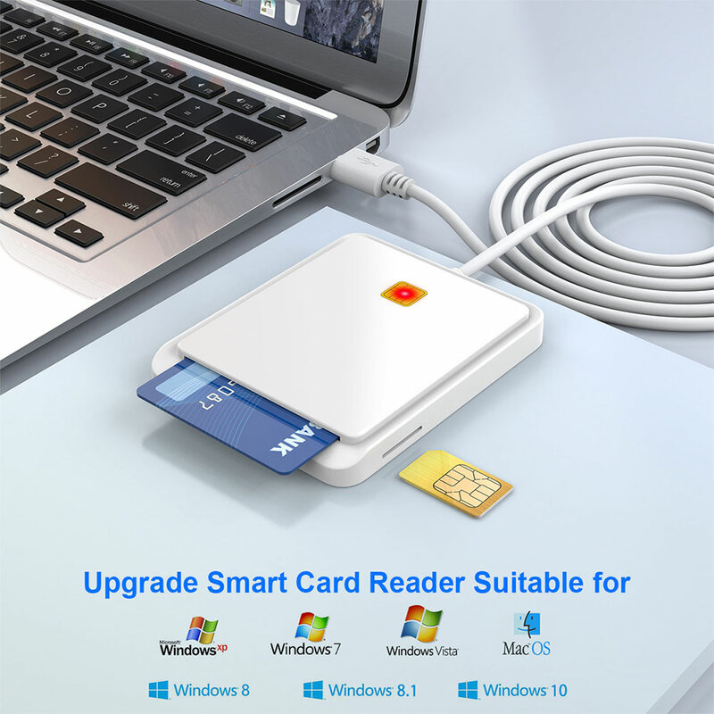 USB SIM smart card reader memory ID bank SIM CAC ID card cloner adapter adapter per Windows XP Windows 7 / 8 / 8.1/10
