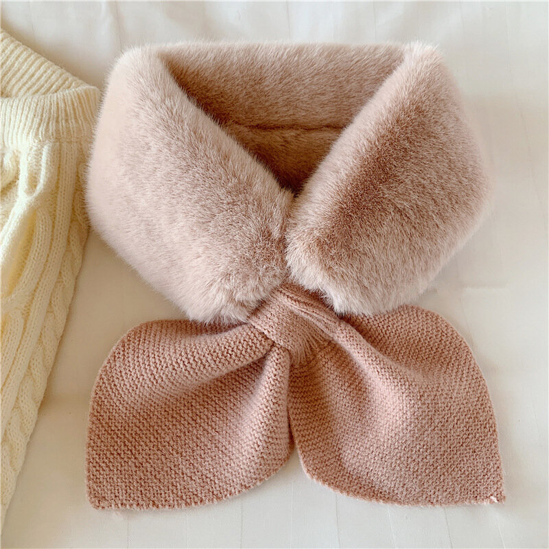 Bufanda de punto de diseño liso para mujer, pañuelo grueso y cálido de piel de conejo, moda coreana, 2021