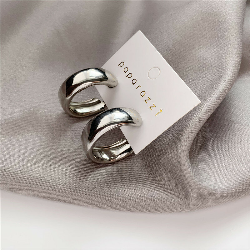 Minimalistyczny złoty kolor srebrny Metal duże koło geometryczne okrągłe duże kolczyki dla kobiet dziewczyna wesele biżuteria
