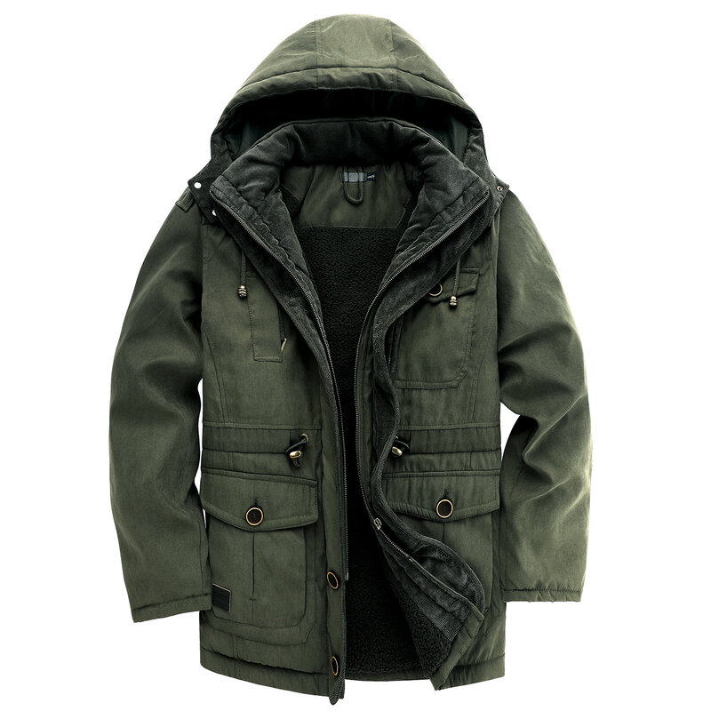 2021 Высококачественная однотонная мужская куртка-бомбер, повседневная куртка из меха ягненка, Теплая стеганая куртка, Мужская зимняя хлопко...