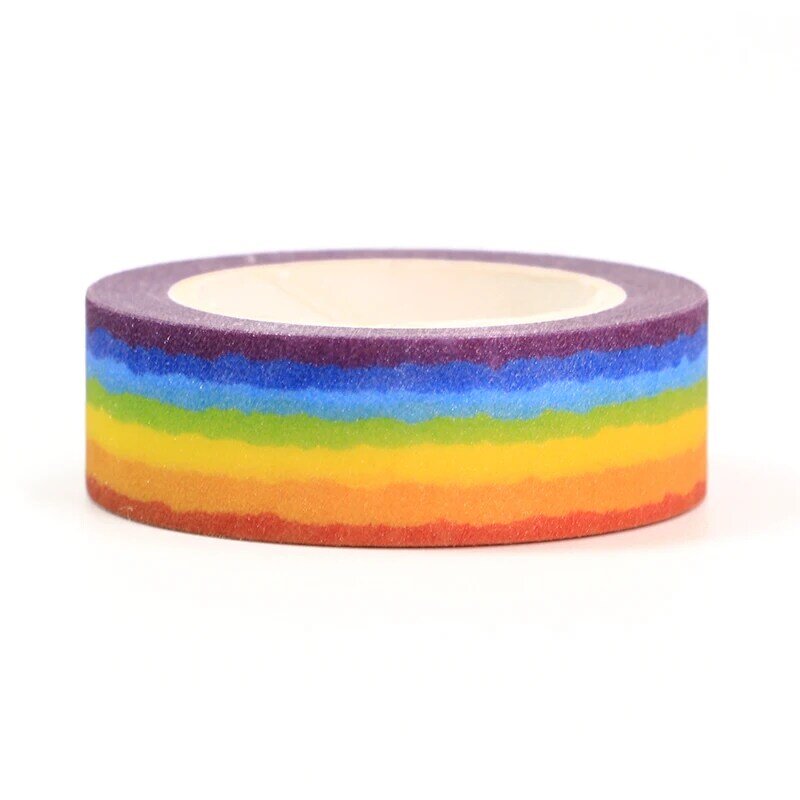 Fita washi decorativa de arco-íris 1 peça, 15mm * 10m, adesivo para scrapbooking, material de escritório, papelaria kawaii