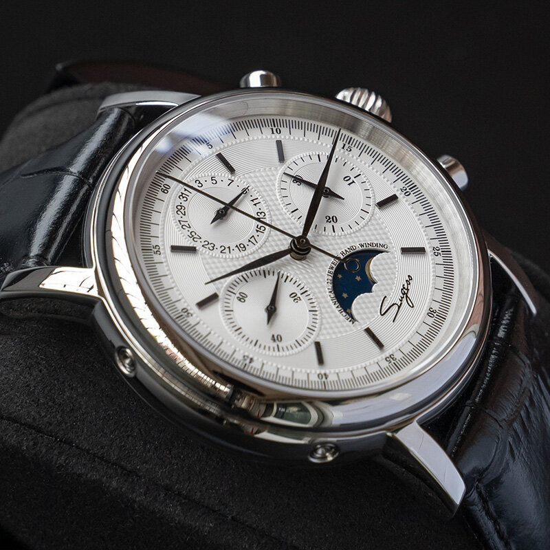 1963 cronografo meccanico movimento gabbiano st1908 orologio da uomo zaffiro pilota Moonphase orologio da uomo 40mm giorno data montre homme