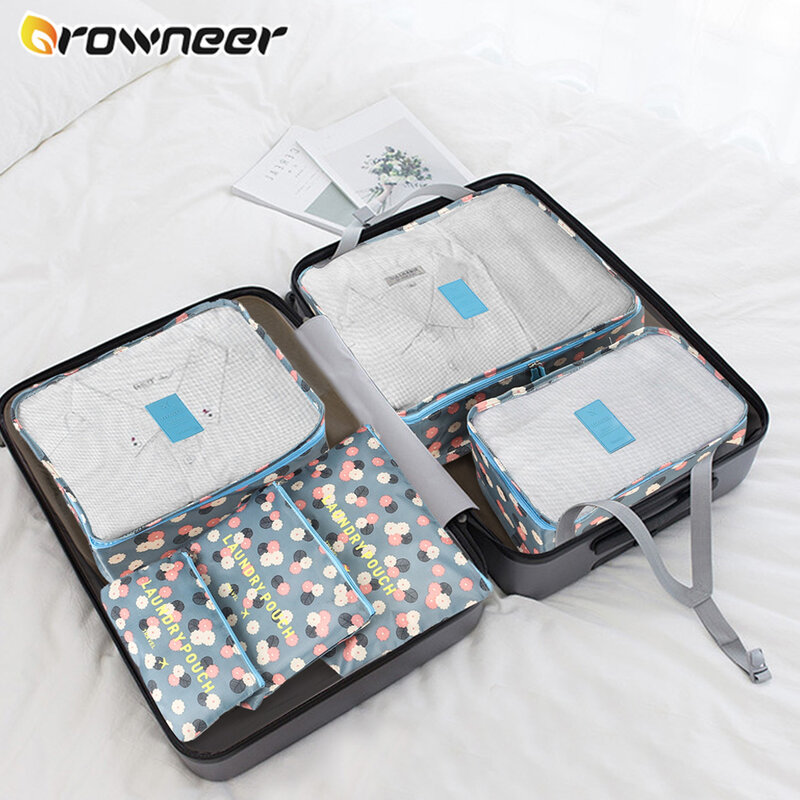 6 pieces Set Travel Organizer Shoes Packing Cube Bag Dustproof Wardrobe Closet Storage Bag Suitcase Packing Set Storage Supplies