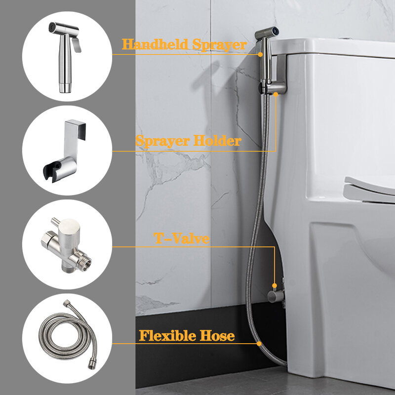 Set di spruzzatori per Bidet per wc portatili Set di rubinetti per Bidet in acciaio inossidabile per spruzzatore a mano per bagno soffione doccia autopulente