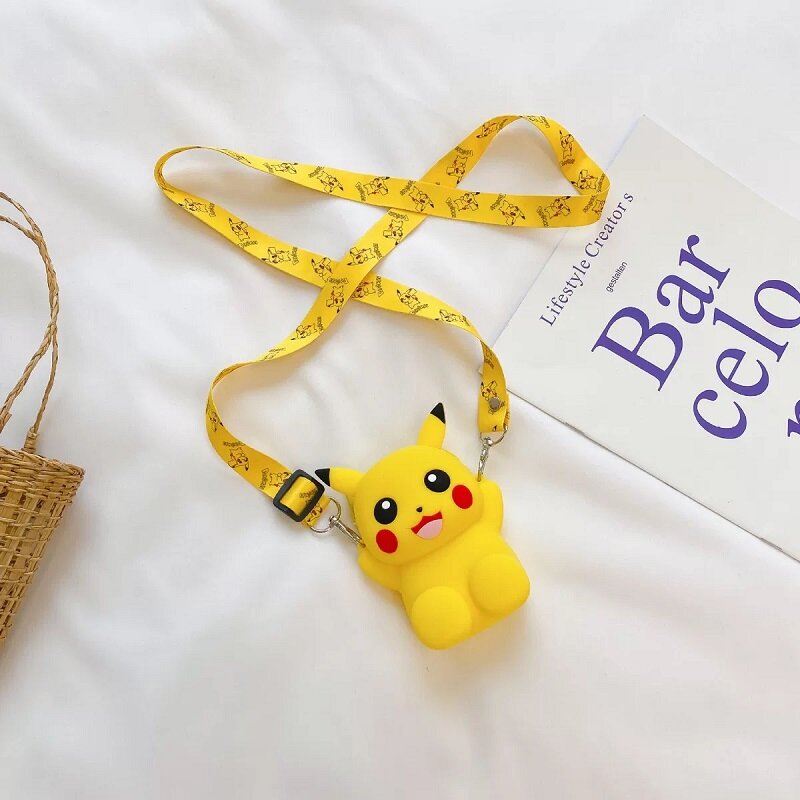 Monedero de silicona de Pokémon Pikachu para niños, lindo monedero de dibujos animados Kawaii, personalidad, figuras de Anime de moda, bolso de hombro, juguetes para niños, regalos