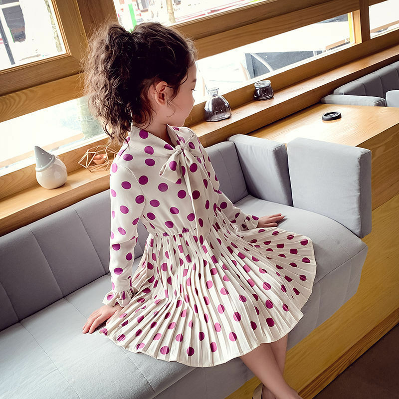 New children's clothing girls baby spring and autumn clothes girls casual blazer solid color dot dress cloth set suit 3-11Y