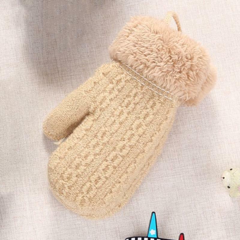 Hot Selling US Winter Plush Thick Warm Baby Gloves Cute Thick Knit Mittens Full Finger Gloves For Toddler Infant Baby Girls Boys