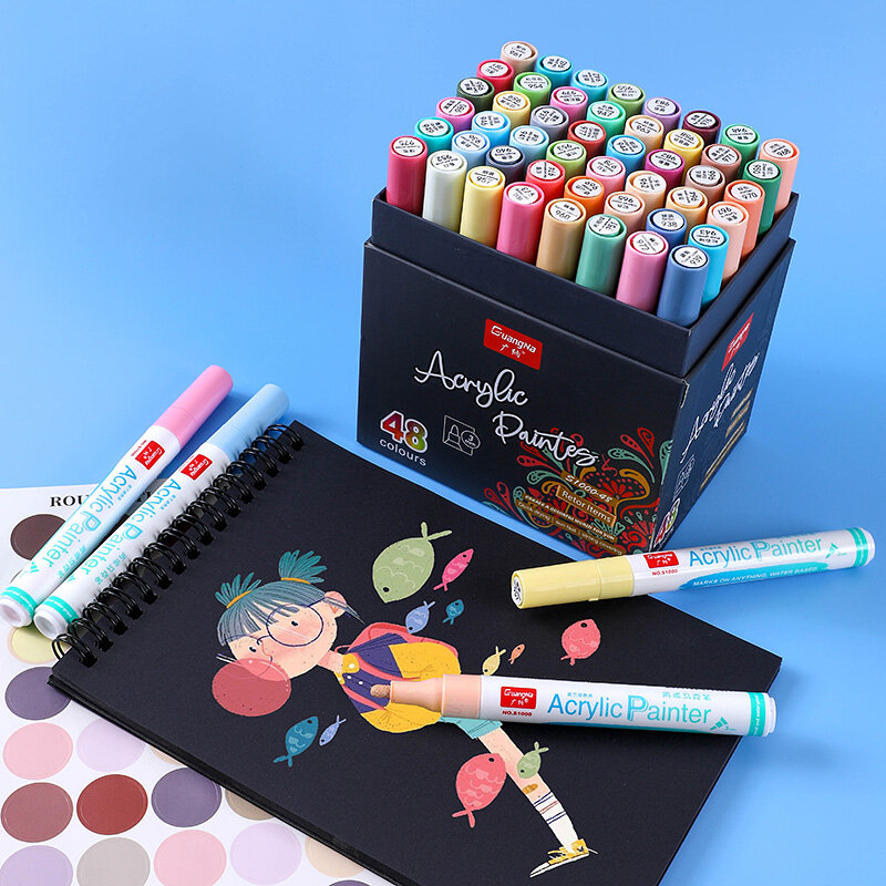 Morandi – marqueur de peinture artistique, 48 couleurs, ensemble de stylos à coque acrylique pour pierre, verre, tissu métallique, toile, fournitures scolaires d'art pour étudiants