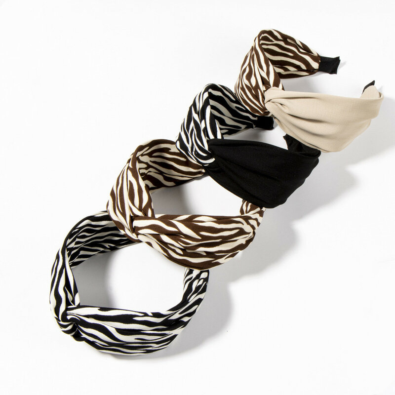Aksesoris Cuci Rambut Wanita Populer Strip Hairband Cross Zebra Head Band