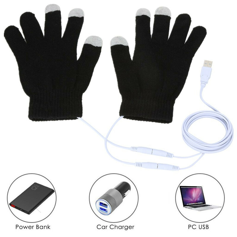 Unisex USB ciepłe ręczne rękawice rozgrzewające stała temperatura przenośne miękkie poręczne dorywczo zimowe rękawiczki Guantes Handschoenen