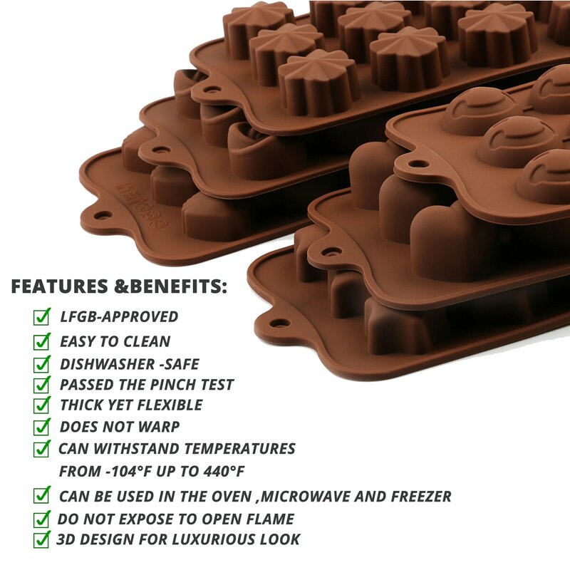 Mới Chocolate Khuôn Silicone Thực Phẩm Không Dính Bánh Nướng Thiết Kế Kẹo Khuôn SILICON 3D Khuôn Nhà Bếp Tiện Ích DIY