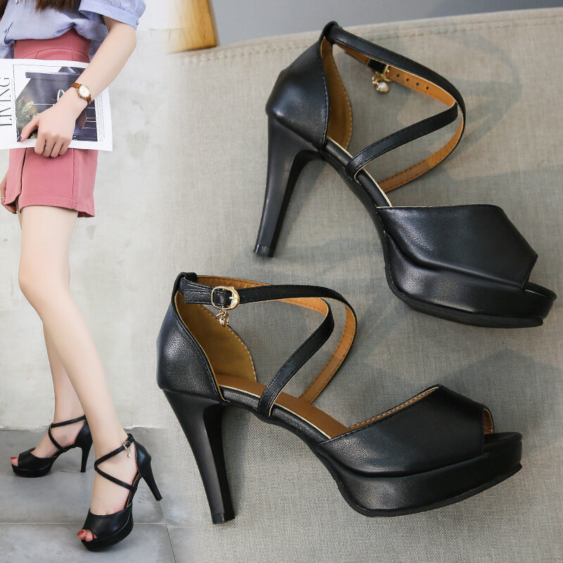 2021 летняя Корейская версия новые, с открытым носком обувь на высоком каблуке размера плюс, повседневные женские босоножки в Корейском стиле...