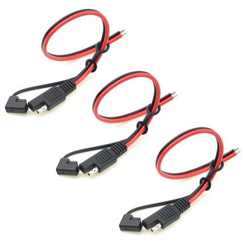 SAE 방수 커버 캡 18AWG 30cm 가있는 3PCS 헤비 듀티 SAE 연장 케이블