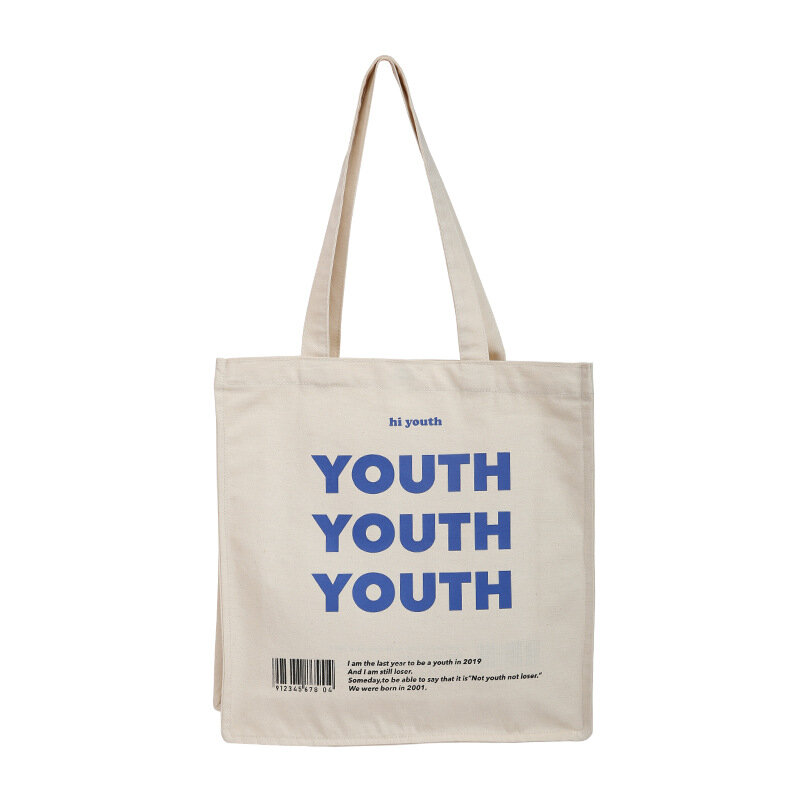 Borsa Shopping in tela da donna lettere per giovani stampa borsa a tracolla in tessuto di cotone femminile borsa ecologica borsa Shopping riutilizzabile