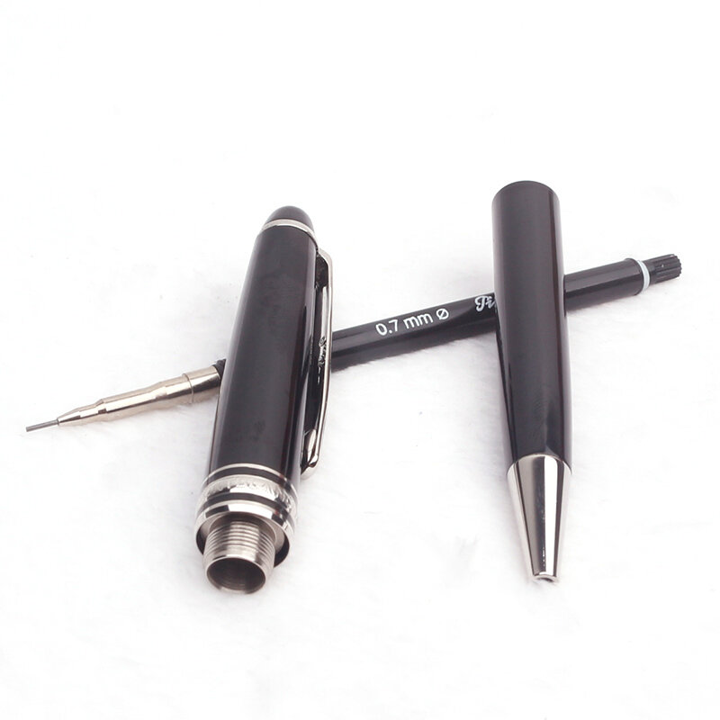Mechanical Pencil 2B 0.7mm Lead Luxury Black Automatic Pencils with One Box Refills