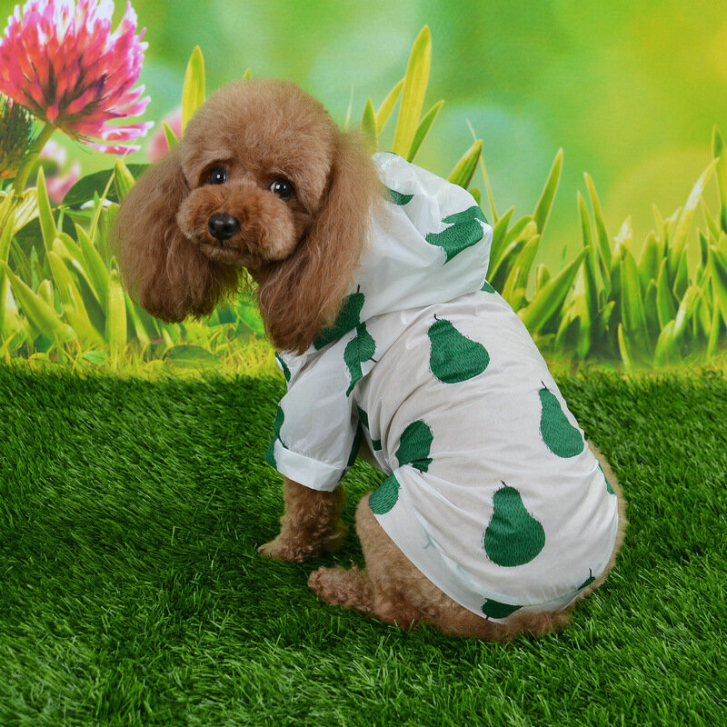 Cão capa de chuva à prova de sol roupas de verão para cães proteção solar hoodies roupas para cães fruta impressão casaco para pequeno médio filhote de cachorro cão
