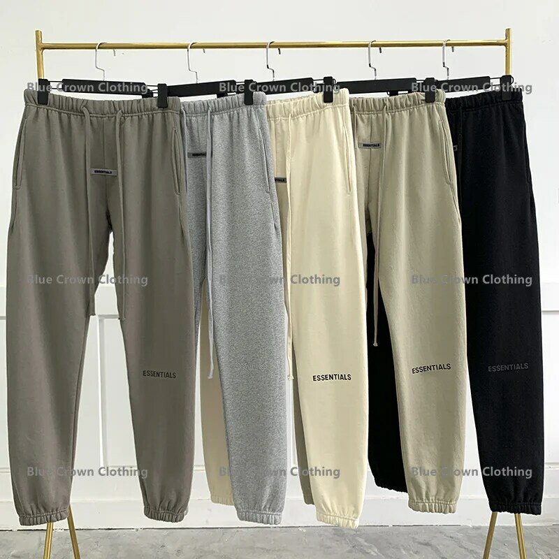 Reflective ESSENTIALS Sweatpants Joggers Brown Gray Embroidery ESSENTIALS Pants Men Women 1:1 High Quality Trousers