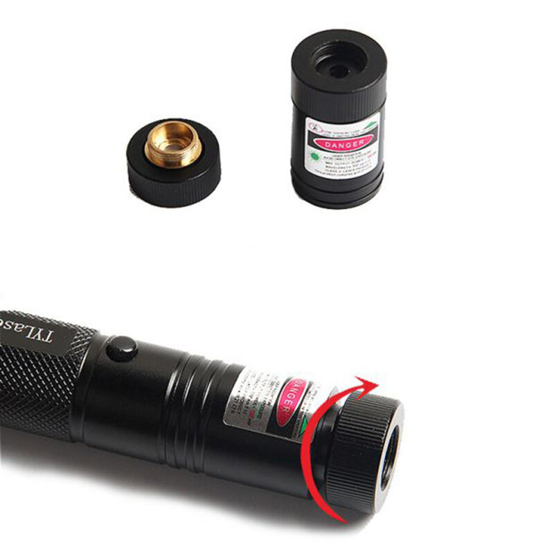 High-power laser pointer 303 green light sight 532nm 5mw adjustable focus burning laser pointer 18650 battery/8 in 1 laser cap