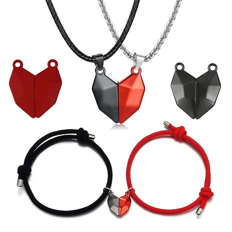 5set forti fermagli magnetici Mini amore a forma di cuore fermagli collegati perline per coppia braccialetto magnetico collana ricerca di gioielli
