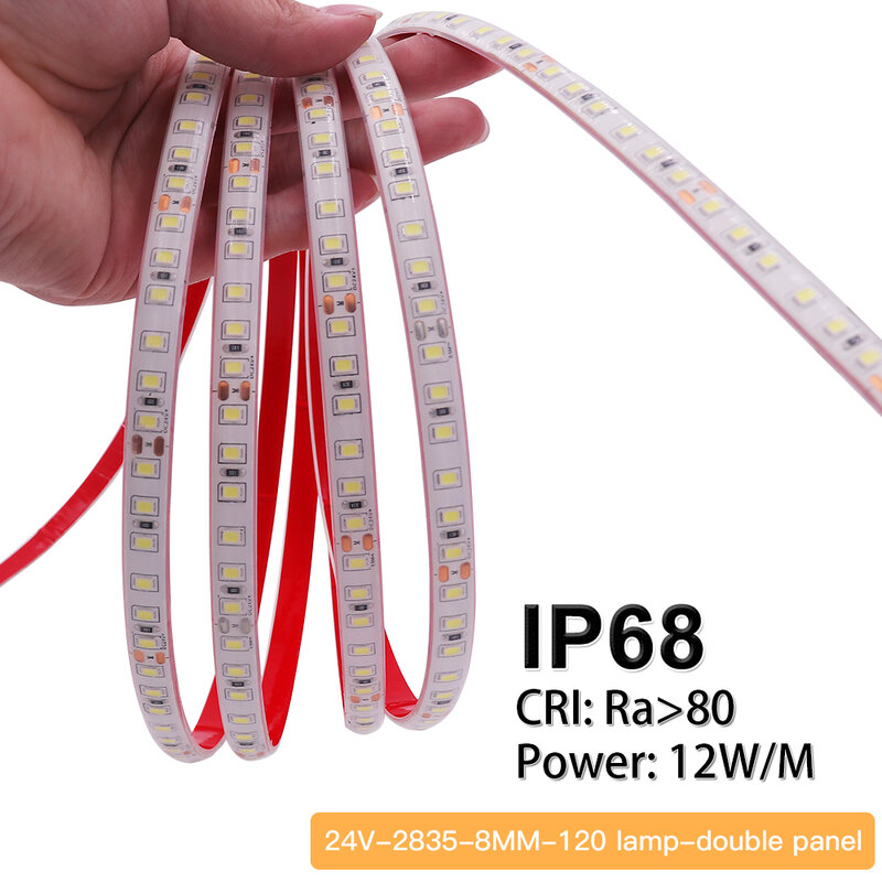 Cinta de luz LED impermeable IP68 para piscina, cinta de luz LED Flexible de alta calidad, DC24V, 2835, 120LED, bajo el agua