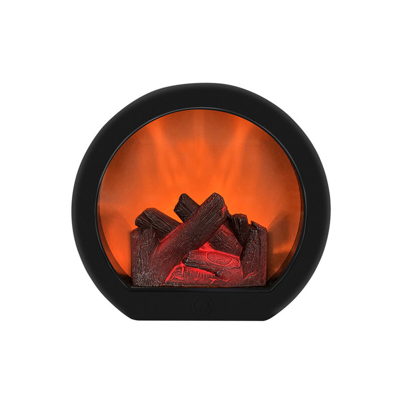 Led Fireplace Lantern Flameless Touch Switch Outdoor Simulation Flame ABS Living Room USB Rechargable Decorative Round Portable