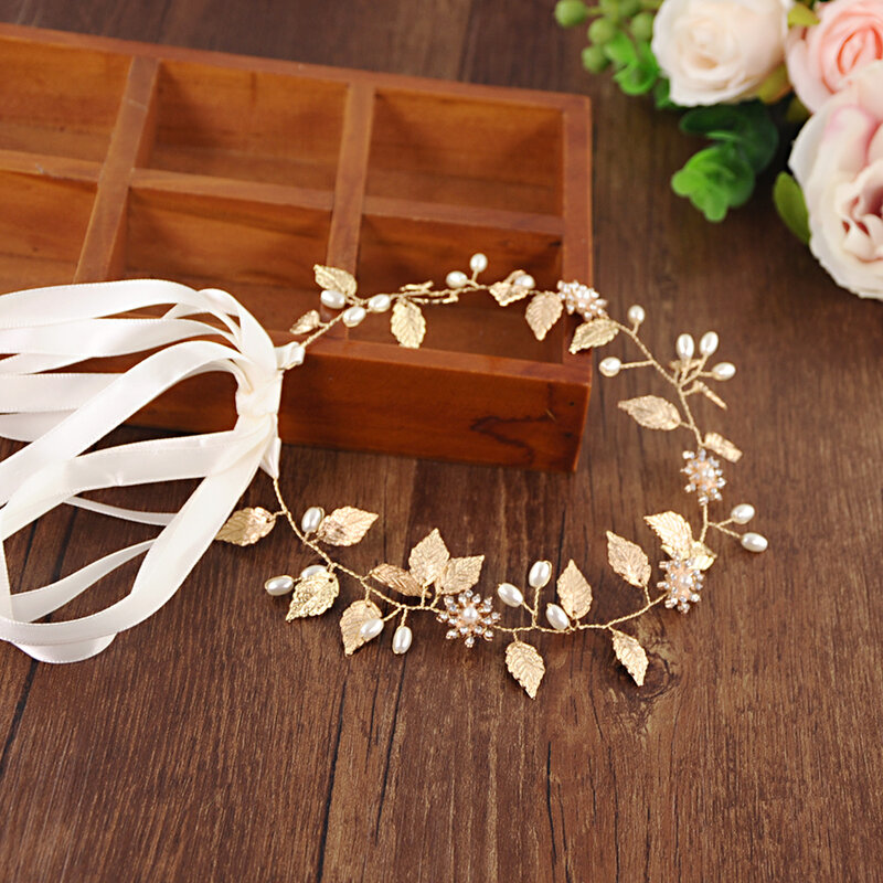 Golden Leaf Tiara Wedding Headband Alloy Leaf Crown Bridal Headpieces Wedding Headpieces Hair Jewelry Bridal Hair Accessories
