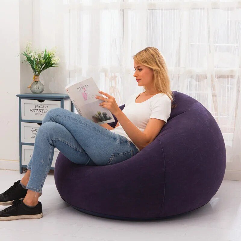 Minisofá inflable de flocado, sofá individual perezoso, silla plegable para exteriores, sofá cama de ocio, taburete portátil, sofá mobiliario doméstico