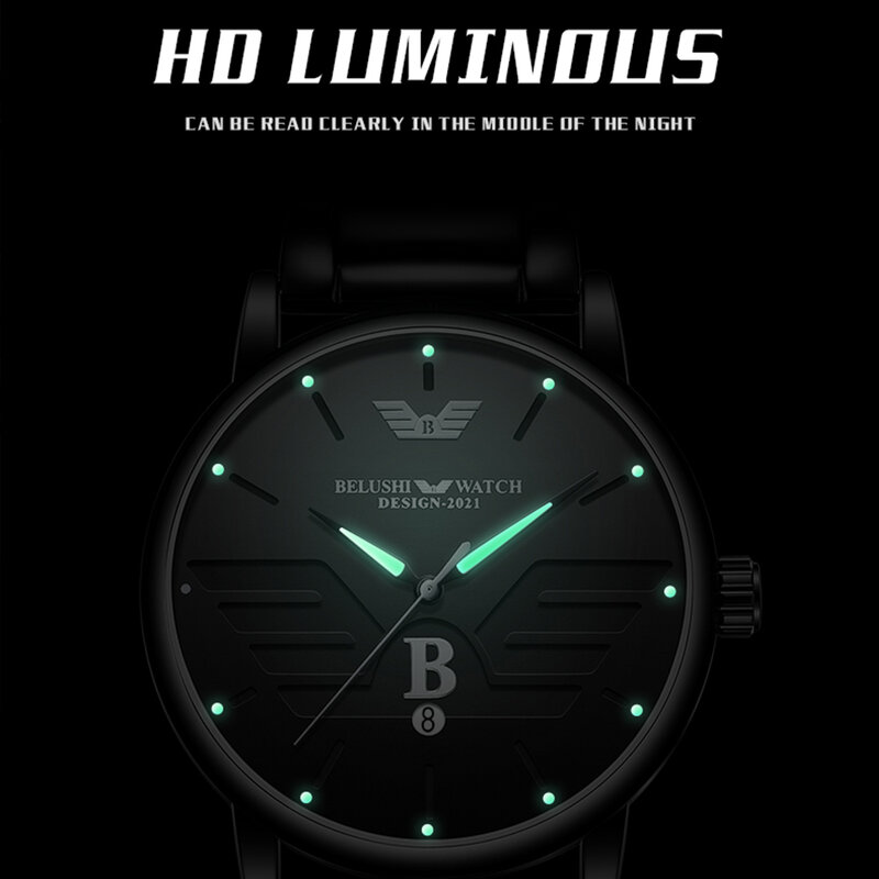 Belushi Men Watch 2021 New Waterproof Watches for Man Quartz Wristwatches Hand Clock for Man Luxury Watch Dropshipping Products