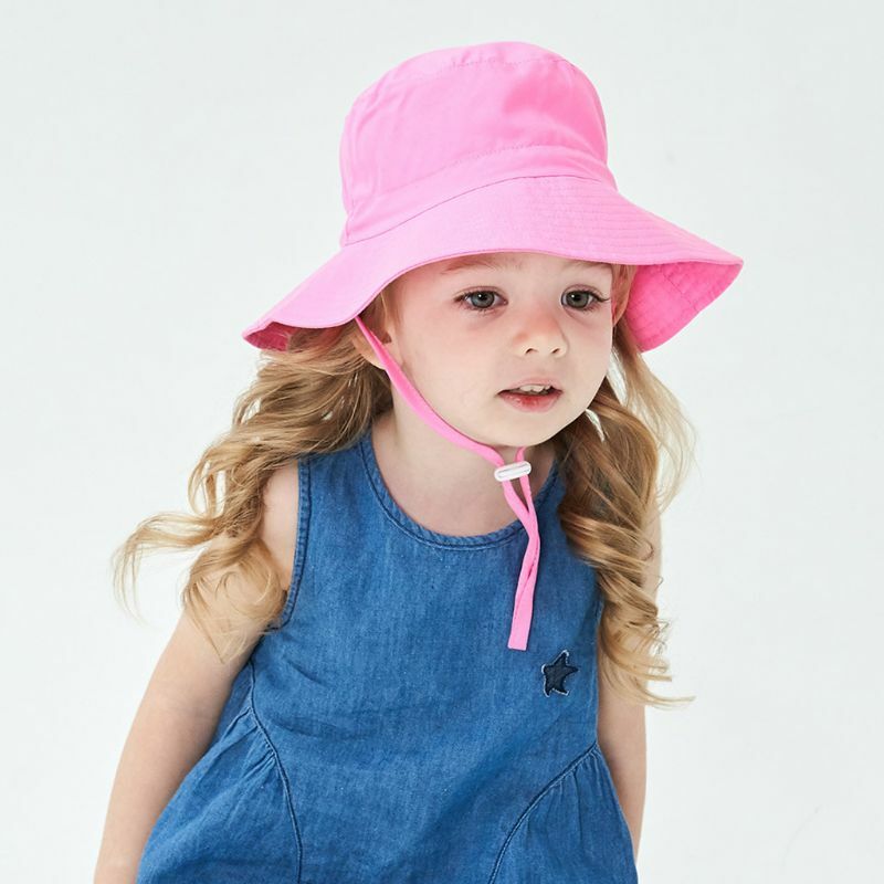 Regulowany kapelusz przeciwsłoneczny dla dzieci maluch Summer Beach nakładka ochronna z szerokim rondem kapelusz typu Bucket