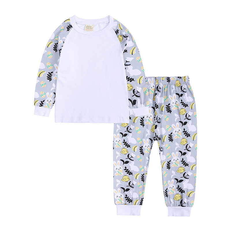 Ensemble pyjama en coton pour enfants, vêtements de nuit pour garçons, motif lapin, dessin animé, printemps