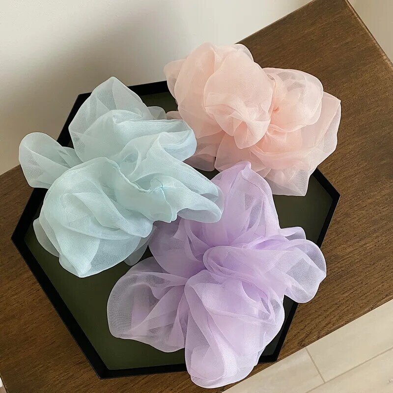 Girls Hair Accessories Super Fairy Sweet Hair Rope Large Intestine Rubber Band Solid Color Simple Temperament Hair Ring