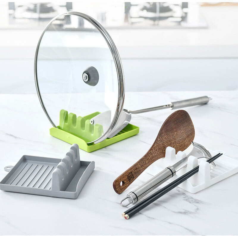 Organizador de cocina, soporte para cucharas, utensilio de cocina con almohadilla de goteo, almohadilla antideslizante, accesorios de cocina