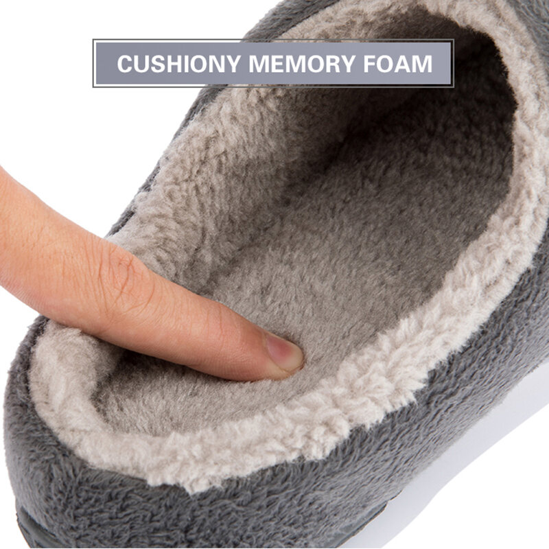 Sandal Pria Sepatu Rumah Hangat Lembut Musim Dingin Sandal Katun Antiselip Dalam Ruangan Sandal Bulu Hangat Berkualitas Sepatu Pria Ukuran Besar 50