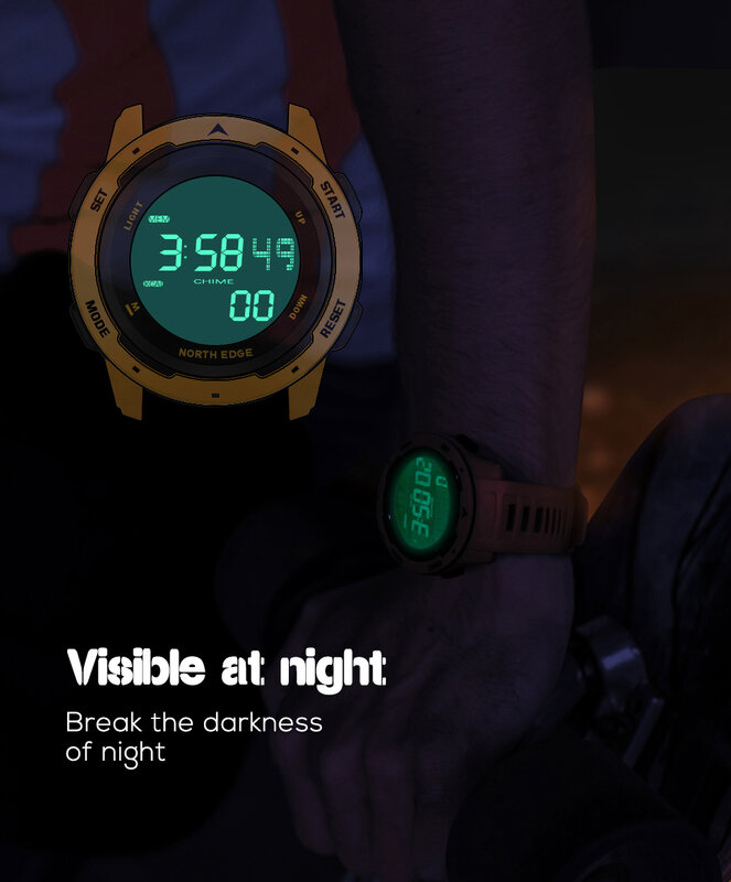 Часы мужские спортивные цифровые, водонепроницаемые электронные в стиле милитари, с обратным отсчетом, шагомером, подсчетом калорий, 50 м