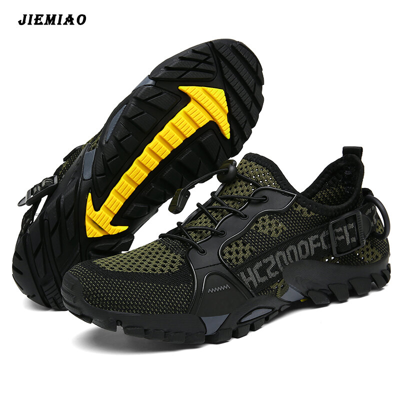 JIEMIAO 남성용 하이킹 신발, 미끄럼 방지 통기성 전술 전투 육군 부츠, 사막 훈련 스니커즈, 야외 트레킹 신발