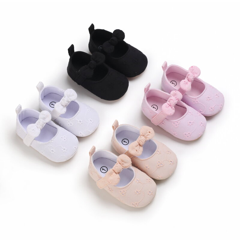 Sepatu Bayi Perempuan Sepatu Mokasin Lembut Baru Lahir Sepatu Moccs Emas Bayi Imut Mode Busur Oddler 0-18M Pertama Berjalan Karet Sol Anti Selip