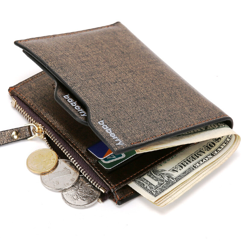 Fashion Business Men's Short Wallet Leather Dollar Slim Compact Money Clip Double Fold Credit Card Coin Purses Passport Cover