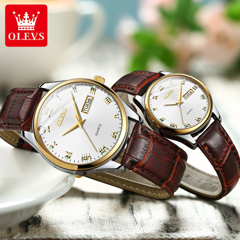 OLEVS – montre-bracelet en or pour hommes, marque de luxe, à Quartz, pour amoureux, à la mode
