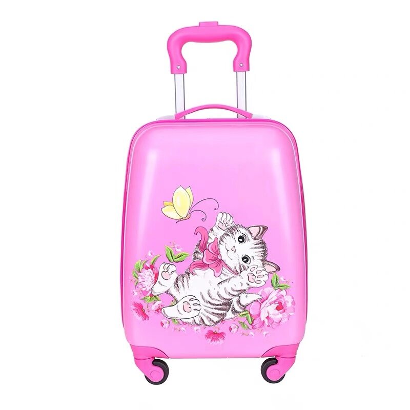 Novo saco de bagagem de viagem de viagem de crianças girador rodas rolando carry ons cabine trolley saco de bagagem bonito saco de presente da criança caso meninas