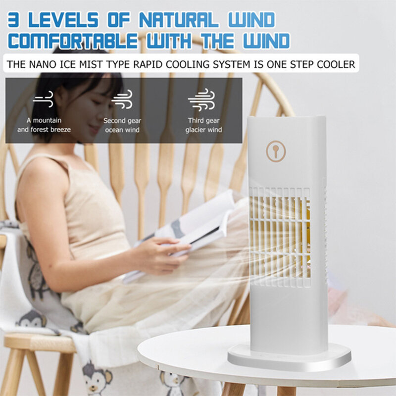 Resfriador silencioso de 400ml, com opções de 3 velocidades, usb, umidificador, purificador, luz, mesa, ventilador para casa