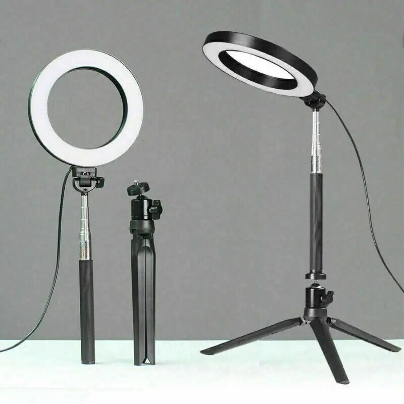 USB 6/7 عكس الضوء 5500K LED مصباح مصمم على شكل حلقة عدة مع حامل لكاميرا الهاتف ماكياج