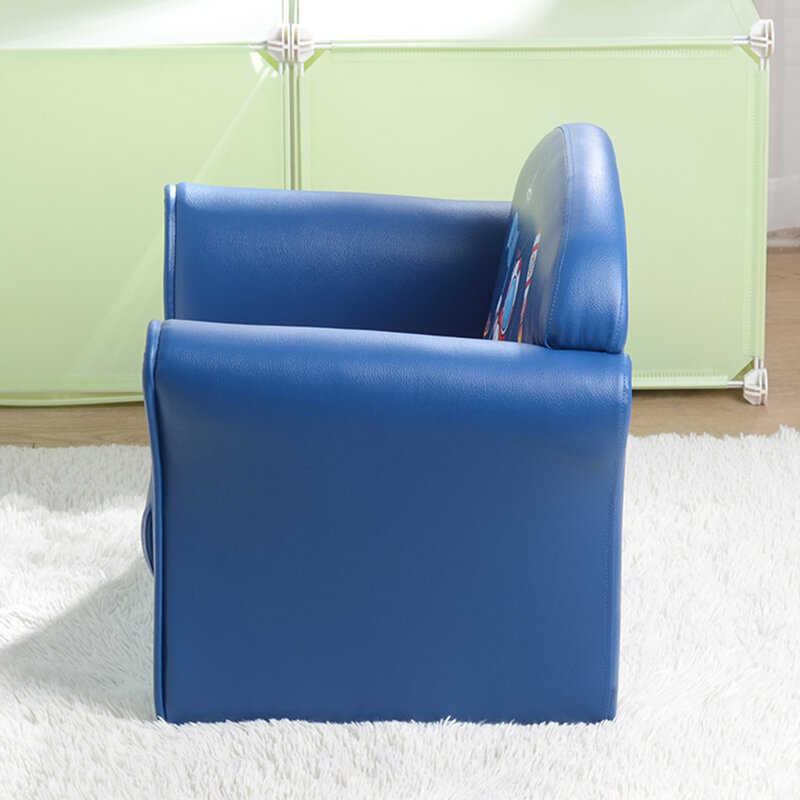Children Single Sofa Blue PU Space Series Astronaut Soft Comfortable Fashionable Kids Furniture Girl Boy Relax Play (50x39x44)cm