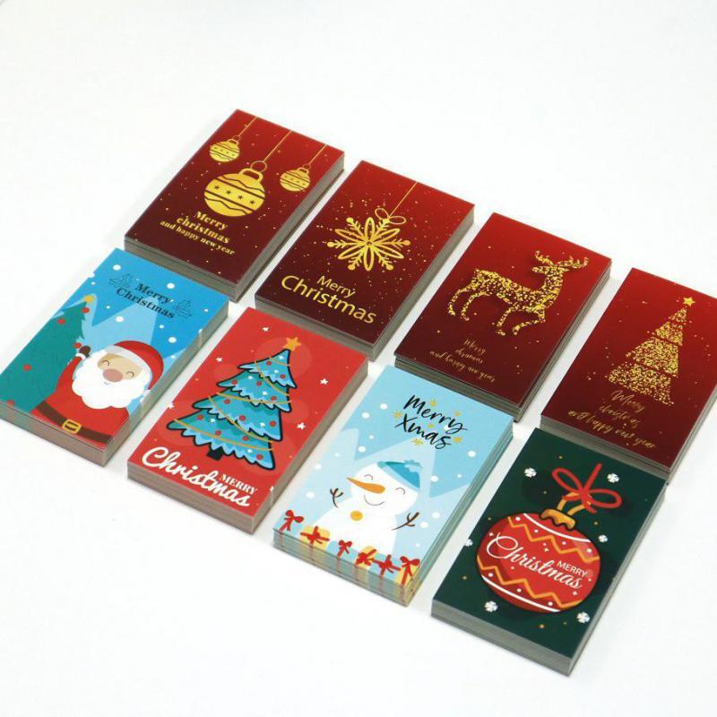50Pcs Santa Claus คริสต์มาสการ์ดบัตรวันหยุดใหม่ปีการ์ดอวยพรสำหรับของขวัญกล่องแพคเกจตกแต่งครอบครัว...